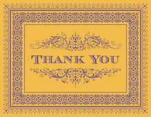 Yellow Deco Tile Borders Thank You Cards