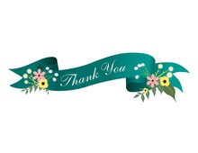 Teal Floral Scroll Thank You Cards