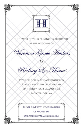 Wraught Iron Frame Blue RSVP Cards