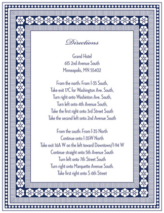 True Blue And Navy Classic Lotus Frame Invitation