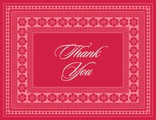 Dark Red Gold Deco Tile Borders Thank You Cards