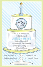 1st Birthday Cake Green Invitations