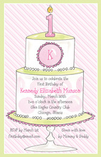 Pink Swirly One First Birthday Invitations