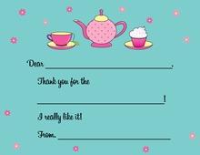 Contrast Fun Pink Tea Pots Fill-in Thank You Cards