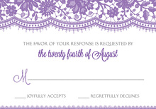 Elegant Floral Lace Purple RSVP Cards