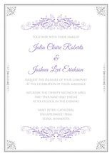 Stylish Victorian Corners Grey Purple Invitations