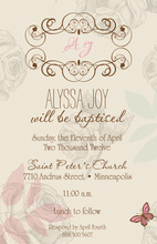 Vintage Roses Butterfly Invitations