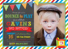 Brawny Bunting Bounce House Boy Photo Invitations