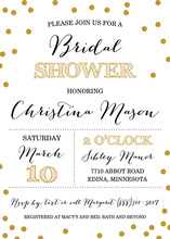 Simple Gold Confetti Bridal Shower Invitations