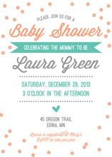 Whimsical Mint Peach Confetti Baby Shower Invitations