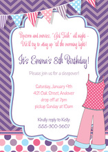 Pink Pajamas Sleepover Birthday Invitations