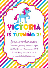 Vibrant Unicorn Chalkboard Banner Birthday Invitations
