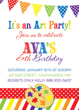 Art Easel Multicolored Paint Border Invitation
