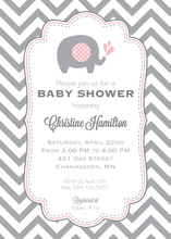 Elephant Girl Baby Shower Invitations