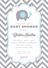 Grey Elephant Mommy Invitation