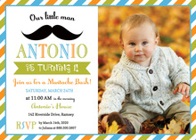 Little Man Mustache Bash Boy Photo Birthday Invitation