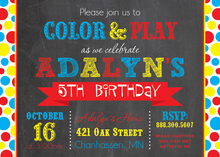Primary Dots Traditional Chalkboard Birthday Invitation