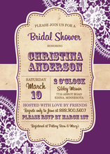 Trendy Purple White Lace Vintage Frame Invitations