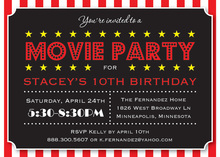 Movie Party Large Text Block Birthday Invitations