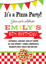 Pizza Party Chalkboard Photo Birthday Invitations