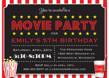 Movie Showtime Essentials Popcorn Birthday Invitations