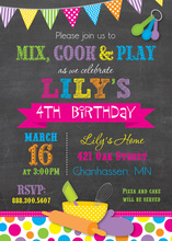 Bright Dots Cooking Theme Chalkboard Invitations