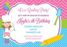Girly Pattern Cooking Birthday Party Invitations