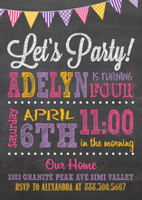 Party Poster Style Chalkboard Birthday Invitations