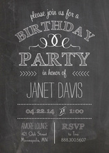 Chalkboard And Chevron Birthday Party Invitations