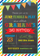 Brawny Stripe Frame Chalkboard Birthday Invitations
