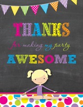 Bright Dots Blonde Girl Chalkboard Thank You Notes