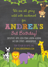 Jungle Friend Animals Brown Birthday Invitations
