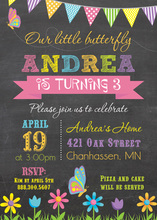 Our Little Butterfly Chalkboard Birthday Invitations