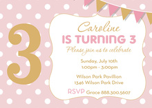 Turning Age Pink Polka Dot Golden Birthday Invitations