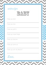 Grey Chevron Blue Wishes Baby Shower Cards
