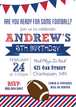 Football Stripes Red Blue White Background Invitations
