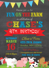 Farm Animal Party Red Barn Invitations