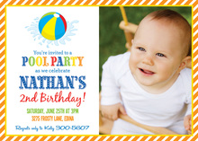 Multicolored Beach Ball Pool Birthday Party Invitations