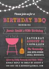 Birthday BBQ Lights Pink Invitations