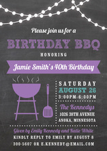 Birthday BBQ Lights Purple Invitations