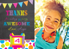 Bright Bunting Bounce House Girl Photo Thank You Card