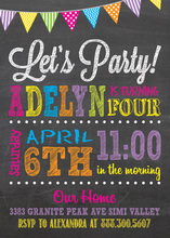 Rainbow Party Poster Style Chalkboard Invitations
