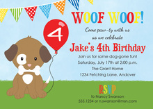 Puppy Dog Holding Balloon Primary Banners Invitation