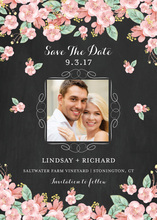 Chalkboard Floral Save the Date Photo Card