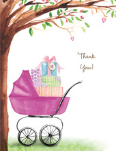 Beautiful Bassinet Girl Thank You Cards