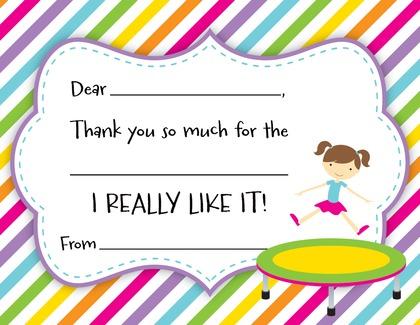 Trampoline Boy Kids Fill-In Thank You Cards