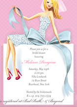 Beautiful Blonde Bride with Bow Bridal Invitations