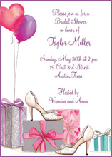 Bridal Shoes and Balloons Bridal Shower Invitations