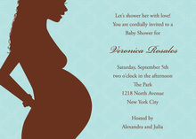 Silhouette with Curls Aqua Baby Shower Invitations