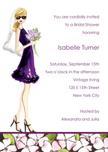 Floral Bride In Deep Purple Bridal Shower Invitation